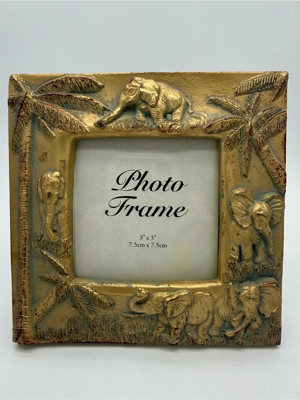 Pier One Imports Antique Gold Elephant Jungle Picture Photo Frame Fits 3